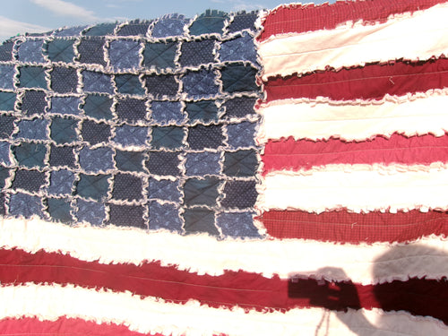 American Flag Rag Quilt Throw