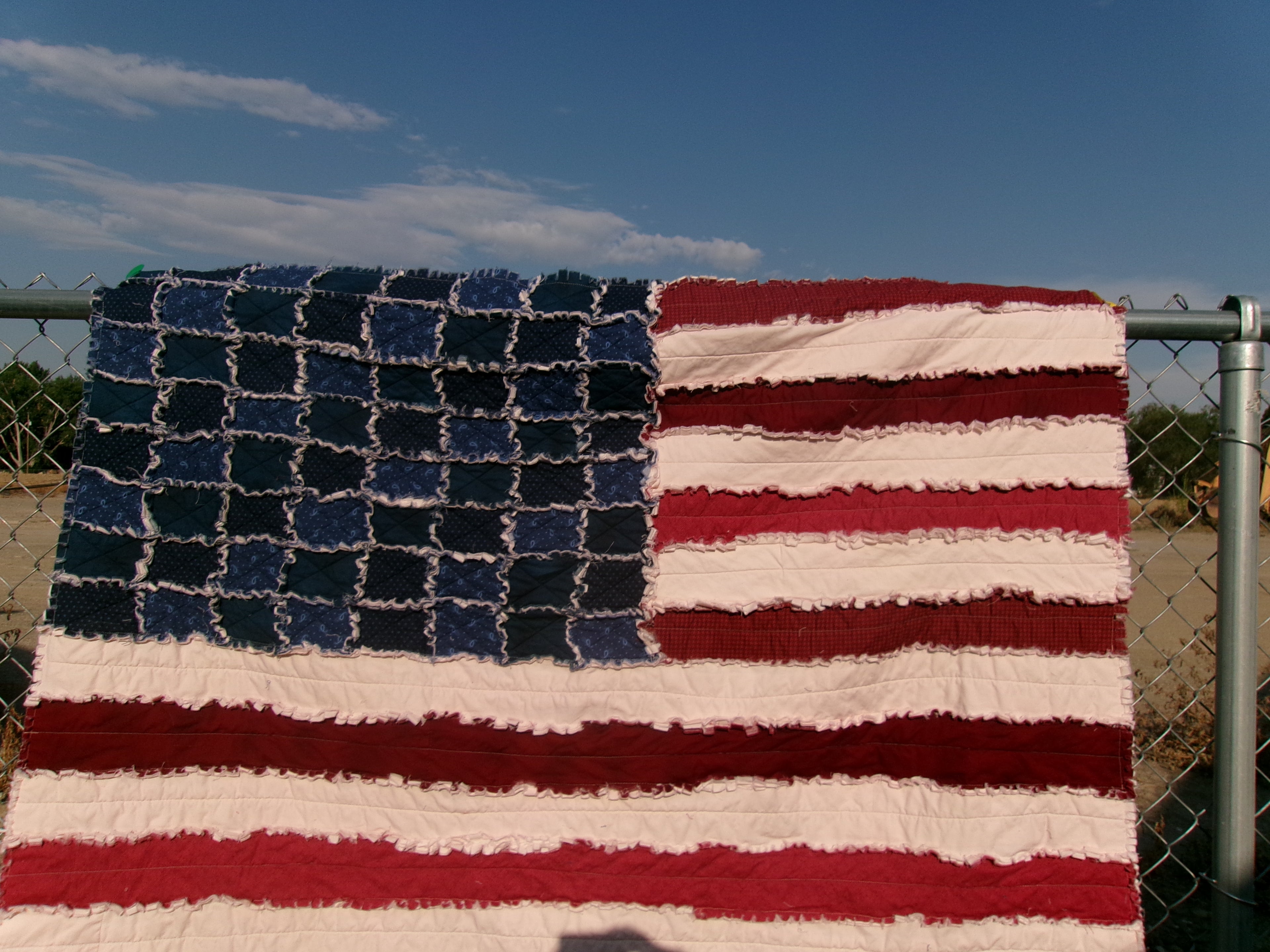 American Flag Rag Quilt Throw