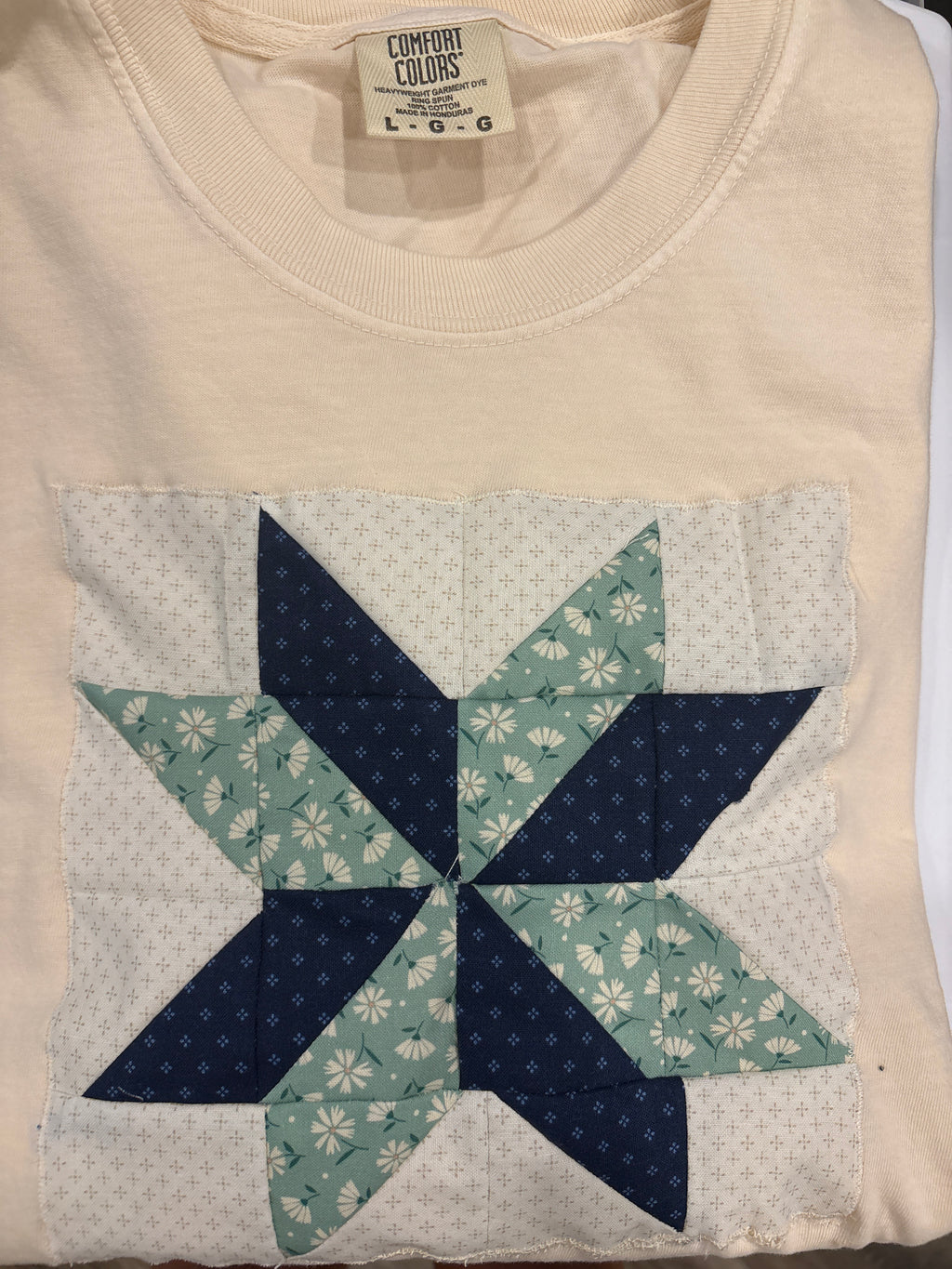 Blue star quilt tee