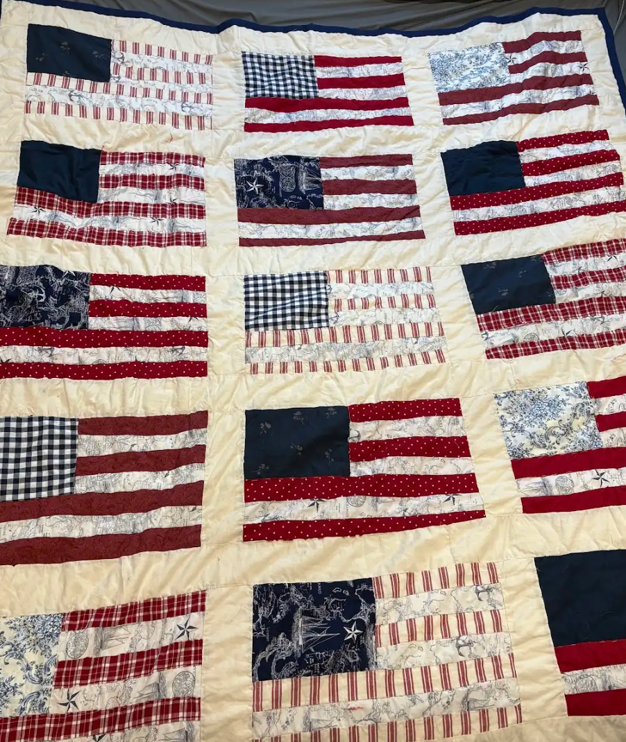 Coastal American flag quilt