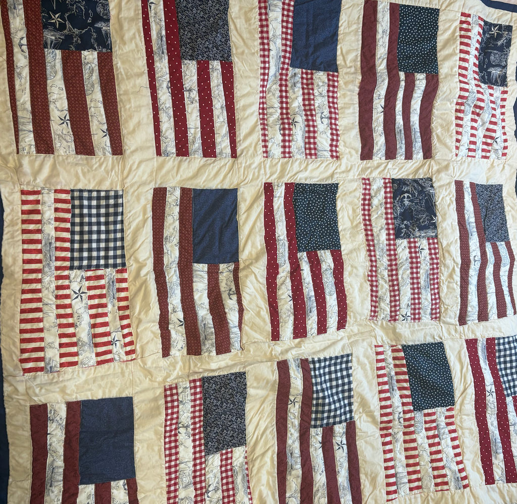 Coastal American flag quilt